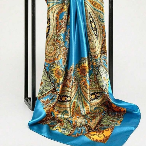 TEAL BLUE BOHO SCARF!! - Picture 3 of 6